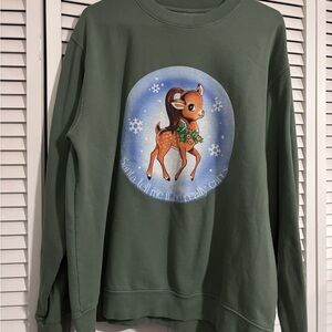 Ariana Grande Santa Tell Me Christmas Deer women’s crew neck sweatshirt